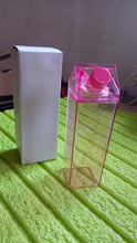 Plastic Milk Carton Colorful Clear Water Bottle, 17 Oz Portable Milk Box
