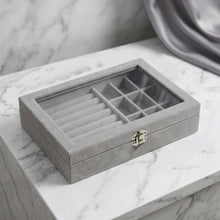 Premium Velvet Jewellery Organizer Box with Transparent Lid